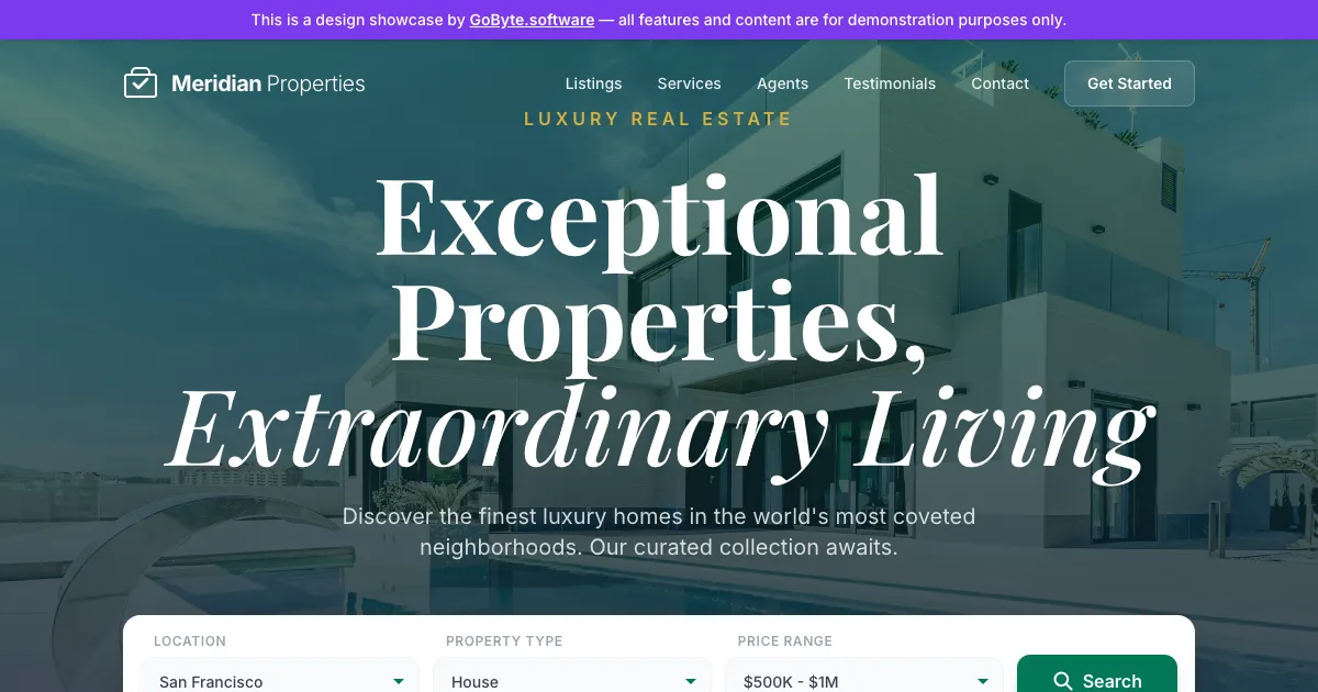 Real Estate page preview