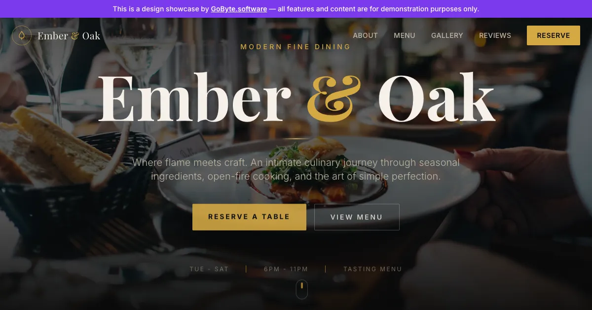 Restaurant page preview